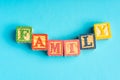 Ã¢â¬ÅFAMILYÃ¢â¬ÂÃÂÃâÃÂ wordings on wooden blocks